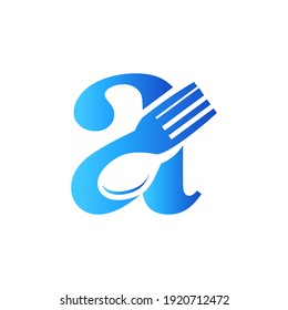 Buchstaben-A-Spoon und Gabellogo-Design-Vektorgrafik