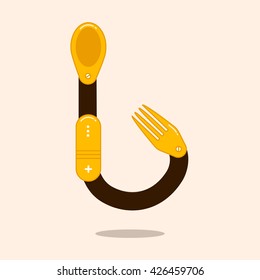 Letter I with spoon and fork. Letter spoon logo illustration for your identity or restaurant