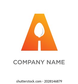 Letter A spoon logo design