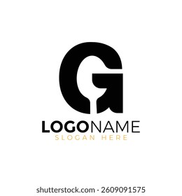 Letter Spoon with Shape Spoon Logo. Initial Letter G Food Logo, Restaurant Food Logo, letter G spoon fork logo design vector