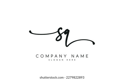 letter SQ logo design handwriting signature style vector template