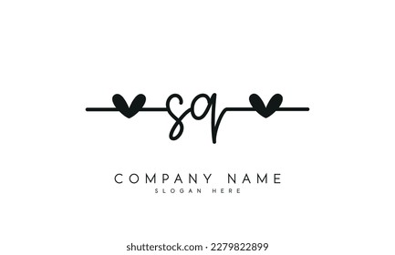 letter SQ logo design handwriting signature style vector template