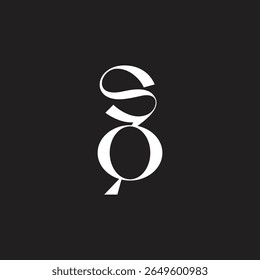 letter sq so simple ribbon linked simple logo vector 