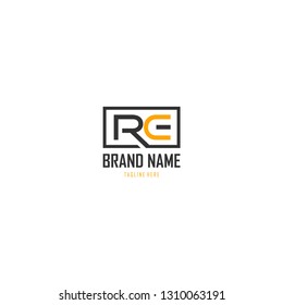 Letter RE Square Abstract Creative Business Modern Logo