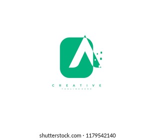 Letter A Square Application Pixel Shape Creative Modern Logo