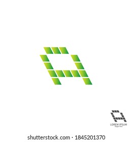 Letra A icono cuadrado diseño vectorial