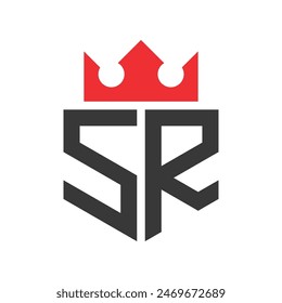 Letter SR Crown Logo. Crown on Letter SR Logo Design Template