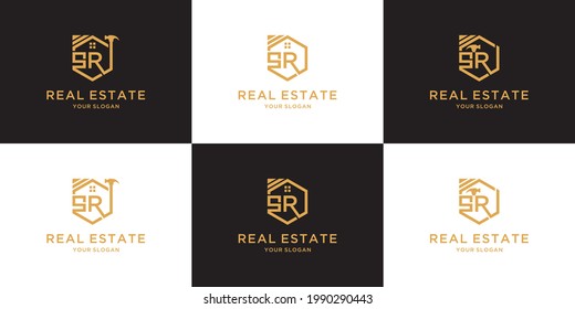 Letter sr home logo for real estate, business, agent, architect