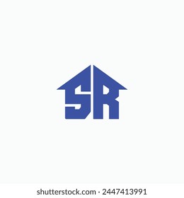 Letter SR home shape bold logo design vector illustration