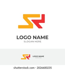 letter SR logo concept with flat red and yellow color style