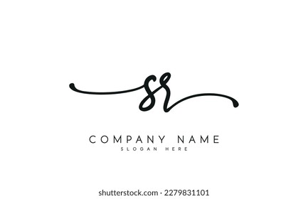 
letter SR logo design handwriting signature style vector template.