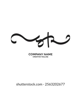 Letter SR logo design handwriting signature style vector template