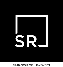 Letter SR Logo design with square frame line art. business consulting concept. studio,room,group icon. Suitable for business, consulting group company. - vector