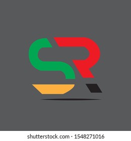 letter SR  logo line design template vector illustration.