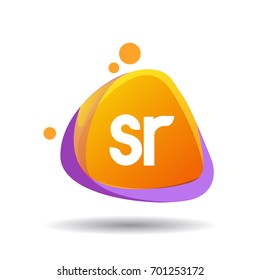 Letter SR logo in triangle splash and colorful background, letter combination logo design for creative industry, web, business and company.