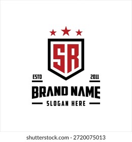 letra SR monograma escudo estrela logotipo modelo vetor