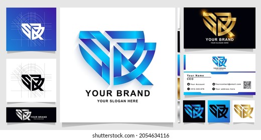 Letter SRA or SRR monogram logo template with business card design