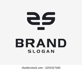 Letter SS or 2S Initials Mirror Reflection Symmetry Geometric Line Art Monogram Vector Logo Design