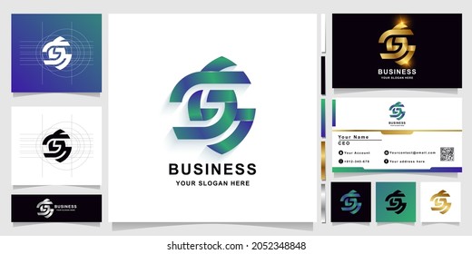 Letter SS or GS monogram logo template with business card design