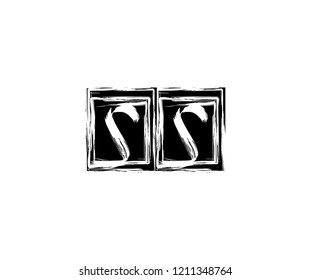 Letter SS Hand Drawn Brush Stroke Square Monogram Logo