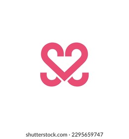 Letter SS with heart symbol logo vector icon illustration