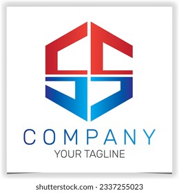 letra SS logotipo de hexágono inicial icono premium plantilla elegante vectores eps 10