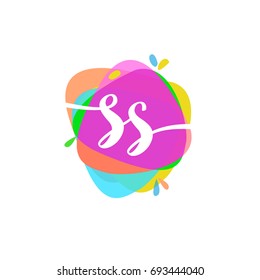 Letter SS logo with colorful splash background.