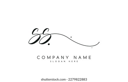 letter SS logo design handwriting signature style vector template.