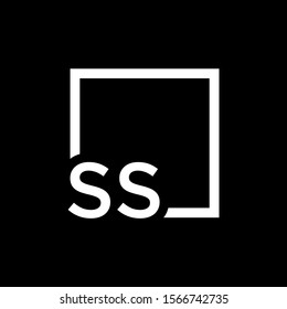 Letter SS Logo design with square frame line art. business consulting concept. studio,room,group icon. Suitable for business, consulting group company. - vector