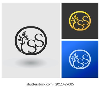 Letter SS logo with tree herbal modern concept vector template.