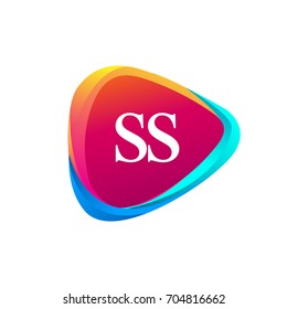 Letter SS logo in triangle shape and colorful background, letter combination logo design for company identity.