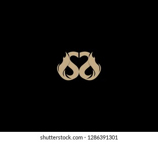 Letter SS lowercase elegant gold flame swoosh monogram logo design