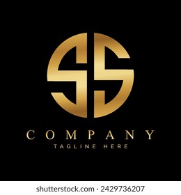 Letter SS monogram logo design gold on black background.