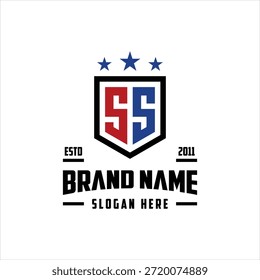letra SS monograma escudo estrela modelo de vetor design logotipo