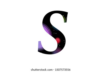 letter S,Space character for science,alphabet Space