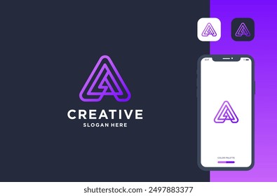 letter st inside of triangle logo design