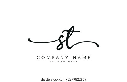 letter ST logo design handwriting signature style vector template.