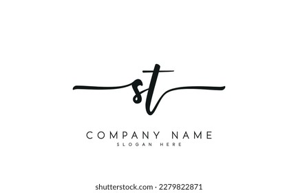 letter ST logo design handwriting signature style vector template.