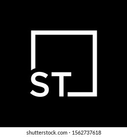 Letter ST Logo design with square frame line art. business consulting concept. studio,room,group icon. Suitable for business, consulting group company. - vector