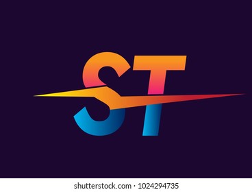 Letter ST logo with Lightning icon, letter combination Power Energy Logo design for Creative Power ideas, web, business and company.