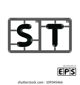 Letter st model-kit alphabet vector