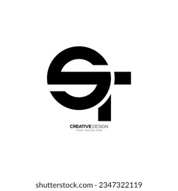 Letter St rounded shape with creative initial abstract monogram logo. S logo. T logo
