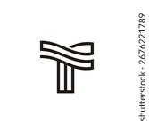 letter st simple curves stripes thin lines logo vector 