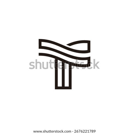 letter st simple curves stripes thin lines logo vector 