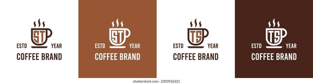 Letter ST and TS Coffee Logo, suitable for any business related to Coffee, Tea, or Other with ST or TS initials.