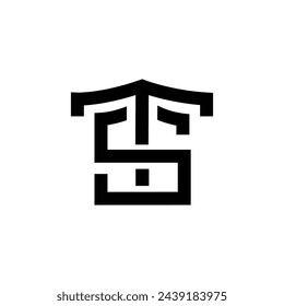 Letter ST or TS creative minimal elegant line art monogram logo design