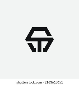 Plantilla vectorial del icono de diseño del logotipo ST de la carta, editable en formato vectorial en color blanco y negro.