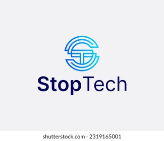 Letter ST TS Simple Modern Logo