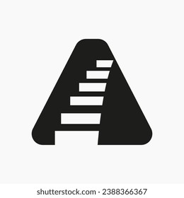 Letter A Stair Logo. Step Logo Symbol Alphabet Based Vector Template