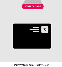 Letter with Stamp & Address Vector Icon, The symbol of envelope with stamp. Simple, modern flat vector illustration for mobile app, website or desktop app  